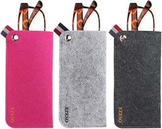 3 Pack Eyeglass Cases - Soft Felt Slip-in Pouch Case - Glasses Storage Case Makeup Pouch