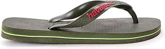 Havaianas - Brasil Logo, Chanclas Icónicas, Cómodas y Duraderas, Tiras con Bandera de Brasil y Suela Antideslizante con Franjas de Colores, Adultos Unisex, Green, 3.5/4