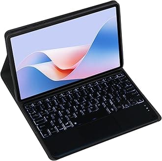 Magnetic Detachable Wireless Keyboard & Mouse Combo with Leather Cover for Huawei MatePad M6 8.4-inch Tablet Full Wrapped Protection Keyboard Case (Black,Backlight Touch Pad)