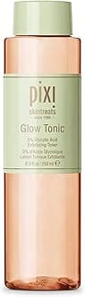 Glow Tonic Exfoliating Face Toner with 5% Glycolic Acid, Ginseng and Aloe Vera, Alcohol-Free Pore-Refining Toner for Radiant Skin, 8.5 fl oz / 250 ml
