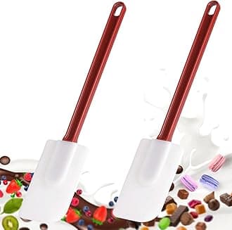 Commercial Spoonula Rubber Spatula Set 2, High Heat Spatula Spoon 14 Inches, Commercial Spatula for Cooking, Rubber Spatula Set Resistant to 500℉ (2 Scrapers in Size M/14 Inches)