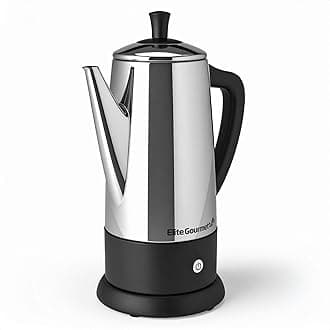 12-Cup Electric Coffee Percolator, Dishwasher Safe Stainless-Steel Filter, Lid & Tube, Keep Warm, 360° Swivel Base Cord-less Serving, Stainless-Steel
