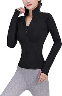 Lviefent Womens Lightweight Full Zip Running Track Jacket Workout Slim Fit Yoga Sportwear with Thumb Holes