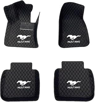 Custom Fit 3D Leather Car Floor Mats for Mustang 2005-2025– Full Coverage, Anti-Slip, Car Mats Full Set - Waterproof Floor Mats for Car SUV Truck with Logo