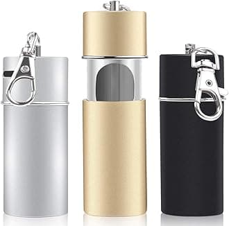 Pocket Ashtray 3 x Mini Anti-Odour Ashtray with Key Ring Anti-Odour Metal Easy to Take for Smokers and Outdoor Travellers as Key Rings Black Silver Gold 9 x 4 x 2 cm