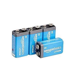 Amazon Basics4-Pack 9 Volt High-Performance Lithium Batteries, 10-Year Shelf Life, Long Lasting Power