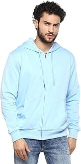 Alan Jones Clothing Men’s Solid Zipper Hooded Sweatshirt | Ribbed Hem, Lined Hood, Side Pockets, Durable Zip | Sizes S to 5XL | Multiple Colors