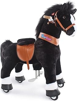 Pony Cycle Kids Riding Toys Horse Ride-on Pony Rider No Battery Required (with Brake/ 36" Height/Size 4 for Age 4-7) Riding Walking Horse Toy Plush Giddyup Boys & Girls Indoor Outdoor Animal Ux426