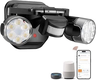 OREiN Motion Sensor Outdoor Lights, AC Smart WiFi Flood Lights Outdoor Connect to The Third Platform, 450°Wide Adjustment 1600LM/12W(150W Equiv), 5000K LED Security Light for House,Black (Hardwired)