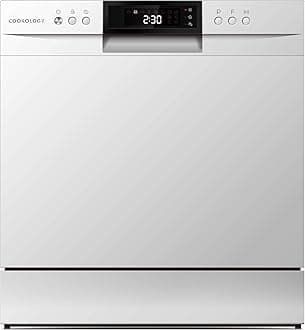 – CTTD8WH Mini Counter Top Dishwasher in White - Compact & Portable - Tabletop Small Appliance - 8 Settings - 8 Wash Cycles - ECO Friendly Mode
