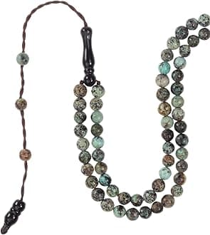 Tasbih Premium Muslim Prayer Beads Made with Natural Stone Beads for Daily Misbaha and Meditation (4mm (99 Beads), African Turquoise, Sky Blue)