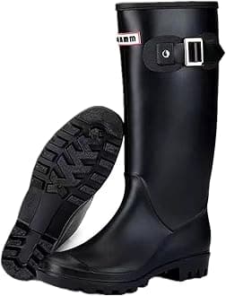 Womens Rain Boots Rubber Knee-high Waterproof,Narrow Calf Comfort Water Boots Anti-slip Soft Thick Sole Lightweight Tall Fishing Shoe for Garden Outdoor Work