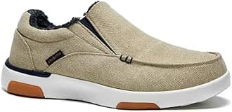 Men's Orthopedic Comfortable Slip-On Shoes with Arch Support, Orthotic Loafers for Plantar Fasciitis, Canvas Leisure Vintage Flat Walking Shoes for Foot and Heel Pain Relief