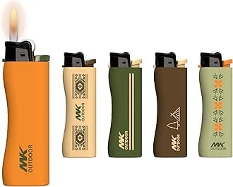5pcs Lighter 9G Flint Strike Refillable Lighters, BBQ Lighters, Classic Pocket Lighters. (Outdoor Series)