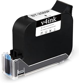 v4inkOriginal Solvent Quick Dry Ink Cartridge BT-2580P Black Replacement for V4ink Bentsai Handheld Inkjet Printer BT-HH6105B2 and BT-HH6105B3