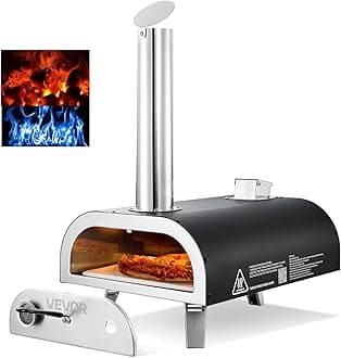VEVOR Multi Fuel Pizza Oven Outdoor, 12 Inch Wood Fire & Propane Gas Pizza Oven, Pellet & Propane Pizza Maker with Thermometer, Pizza-Cook for Outside Kitchen Patio Camping & Backyard, Black
