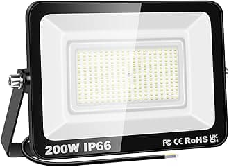 PICAA 200W LED Flood Lights Outdoor, Super Bright Security Lights, IP66 Waterproof Floodlight, Cold White (6500K) Wall Light, Perfect for Garden, Yard, Garage, Patio,Warehouse, Parking Lot