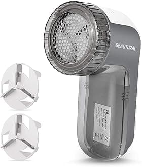 BEAUTURAL Portable Fabric Shaver and Lint Remover with 2-Speeds, Adjustable Shave Height, Quickly and Effectively Remove Fluff, Lint, and Bobbles