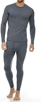 ThermajohnMen's Ultra Soft Thermal Underwear Long Johns Set with Fleece Lined - Black