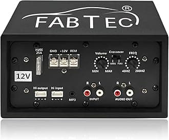 FABTEC 12V 120W Dual Channel Car Amplifier Bluetooth, USB, FM Support | Stereo Audio Amplifier with Bass Booster, Sound Processor, Wireless Connectivity