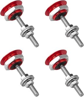 4PCS Universal Vehicle Hood Pins, Quick Release License Plate Lock Clip, Push Button Bonnet Kit, Aluminum Alloy Quick Latch Lock for Auto Bumper, Diameter 1.18 inch Fits Most Cars (Red)
