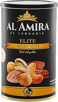 Al Amira ELITE Baked Mixed Nuts Made in Lebanon 15.87 Ounces (450 Grams) Mix of Pistachios, Almonds, Cashews, Macadamia, Pecans, Hazelnuts
