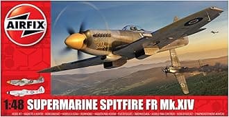 AirfixModel Set - A05135 Supermarine Spitfire FR Mk.XIV Model Building Kit - Plastic Model Plane Kits for Adults & Children 8+, Set Includes Sprues & Decals - 1:48 Scale Model
