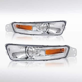Autozensation Compatible with 2005-2009 Ford Mustang V6 GT L+R Pair Assembly, Chrome Housing Clear Lens Bumper Lights