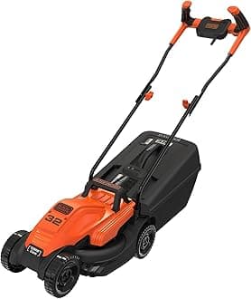 Black & Decker 1200W 32cm Lawn Mower with Bike Handle for Lawn & Garden, Orange/Black - BEMW451BH-GB, 2 Years Warranty