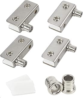 TamBee Glass Door Pivot Hinge Small Shower Door Pivot Hinge - Stainless Steel, Rust Resistant, for Swinging Doors, Medicine Cabinet, Fixing Cabinet Doors (for 4-6mm Thick Glass) (2 Pairs)