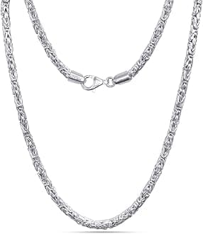 LeCalla Solid 925 Sterling Silver Classic Byzantine Necklace for Men Women | BIS Hallmarked Handmade Italian 4MM Byzantine Link Chain Necklace (18, 20, 22, 24 Inches)