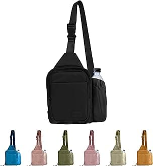 BUNSO Everyday Small Crossbody Bags for Women, Water-Resistant Sling Bag for Men with Waterbottle Holder, 7” x 2.5” x 9”