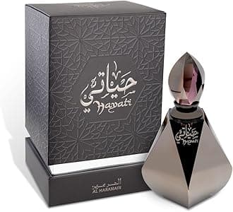 Al Haramain Hayati for Unisex - 0.4 oz Concentrated Perfume Oil - Arabian Perfume for Women and Men - Long Lasting Amber, Musk & Woody Fragrance - Arabic Perfume