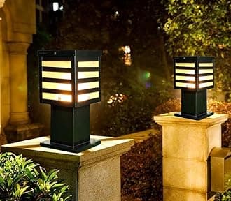 BrighLyt Gate Light for Outdoor Home Gates Waterproof | Outdoor Gate Lamps for Main Gate | Garden Light | Pillar Lights | Boundry Light (Metal Black, GL18, Pack of 2)