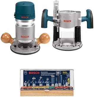 1617EVSPK 2.25 HP Combination Plunge- and Fixed-Base Router & RBS010 10 pc. All-Purpose Router Bit Set