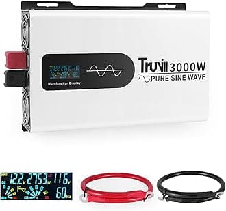 12V 3000W Pure Sine Wave Inverter with LED Smart Monitor Power Inverter 12V to 110V Solar Inverter for Home RV Truck Off-Grid Battery Inverters