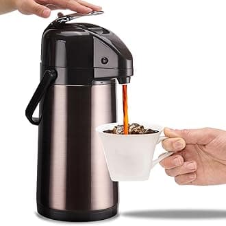 PARACITY Upgraded Airpot Coffee Carafe with Double Pump, Stainless Steel Drink Dispenser for Hot/Cold Beverage with Lazy Susan Base, Coffee Termos Para Cafe for Hot Cocoa for Parties