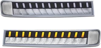 Pair Sequential Start Up LED DRL Turn Signal Bumper Lights Compatible with Chevy GMC Express Savana 1500 03-14 / Express Savana 2500 3500 03-23, Chrome/Clear, BL-LED-CEGS03-CH-CL1