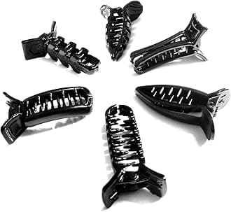 Plastic Banana Clips/Clutch for Girls and Women (Pack of 6,Black)