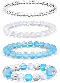 4pcs Beaded Bracelets for Women,Natural Healing Crystal Gemstones Bracelet,Anxiety Stress Relief Bracelet Handmade purple Jewelry Gifts for Women