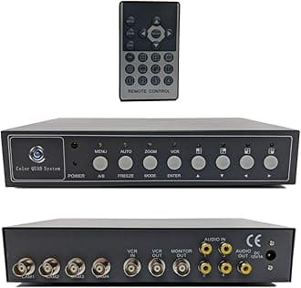 CCTV Camera Pros VM-Q401A CCTV BNC Color Quad Processor | Analog Security Camera Mux | Video Screen Splitter | 4 Channel Multiplexer