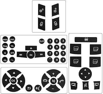 Car Interior Button Repair Decals Kit Steering Wheel Window Switch Door Lock Radio Number Stickers Fits for 2008-2014 Mercedes Benz W204 C250 C350 E-Class ML GL GLK