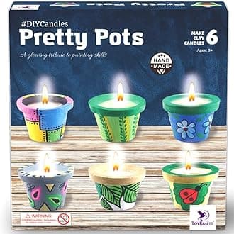 TOYKRAFTT Pretty Pots Painting and Candle Making Art and Craft Kit for Girls Age 9-12 - DIY Creative Activity Set for Kids 8-12 - Birthday Gift for 8 9 10 11 Year Old Girl - Pottery Painting Project
