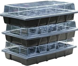 Thompson & Morgan Seed Tray Propagator Kit, Growing Seeds Tray with Clear Lids, Plant Germination, Windowsill Greenhouse & Garden, 3 Pack Seedling & Plugs Starter Plastic Grow Trays (3 Seed Trays)