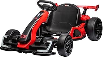 Nasitip 24V Electric Go Kart,300W Powerful Drift Kart for Kids, Electric Pedal Kart,with 300W Strong Motor, Drift/Sport Mode, Big Battery, Eva Tire,Length Adjustmen for Outdoor Racing Toy-Red