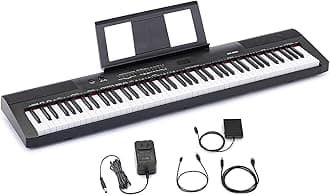 88-Key Semi-Weighted Digital Piano, Electric Keyboard with Sustain Pedal, Power Supply, 2 Speakers, Lesson Mode, Recording, USB Connectivity, Black