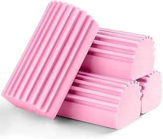 4-Pack Damp Clean Duster Sponge,Pink Damp Dusting Sponge,Duster Baseboard Cleaner Sponge with Ridges,Reusable Wet Duster Sponge,Household Cleaning Sponges for Blinds,Window Track Grooves