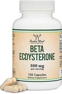 Beta Ecdysterone Supplement - 500mg Per Serving (120 Capsules, 60 Servings) Powerful Plant Anabolic to Support Men's Health (Non-GMO and Gluten Free) by Double Wood