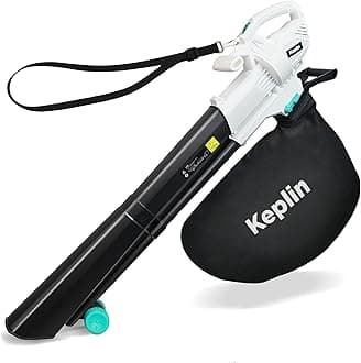 KEPLIN3-in-1 Leaf Blower, Garden Vacuum & Mulcher - 3300W, 45L Collection Bag for Easy Clearing of Leafs, Debris & Waste in Garden, Patio & Drive with 12 Meter Cable, Shoulder Strap & Wheels