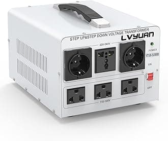 LVYUAN Heavy Duty 5000W Watt Voltage Transformer Converter Step Up/Down Converter 110/120 Volt - 220/240 Volt with 3 US,2 European,1 Universal Outlets and CE Certified,Circuit Break Protection